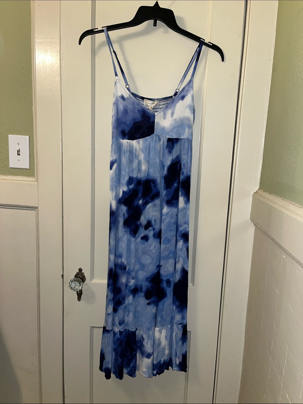 NWT Blue Tie-Dye Midi Dress with Adjustable Straps
